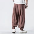 thumbnail image 4 of Men Harem Pants Loose Elastic Waist Casual Loose Lounge Trousers Solid Color, 4 of 8