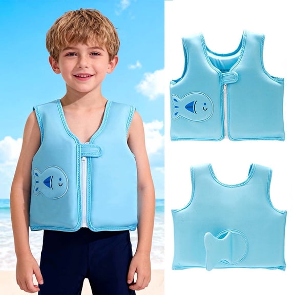 Lopecy-Sta Children's Buoyancy Swimsuit vest Front Zip Tank Top Swimming Buoyancy Develop Water Confidence Toddler Swim Vest