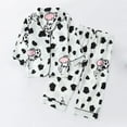 thumbnail image 2 of Odeerbi 1-8 Años Niños Niñas Pijama de Satén Con Solapa Dentada Camisa de Manga Larga Conjunto de Pantalones Suave Estampado de Rayas Pijama de Dos Piezas, 2 of 9