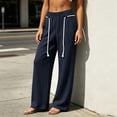 thumbnail image 3 of Pantalones Deportivos de Forro Polar para Mujer, Suaves, Elásticos, Cintura Elástica, de Vestir, Ligeros, con Bolsillos, Color Sólido, Pierna Recta, Casuales, Sueltos, M, 3 of 8