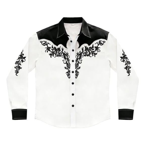 JAJAHO Boys Western Cowboy Shirts Retro Long Sleeve Button Down Collared Shirts For Kids 4-13Y Stylish Tops