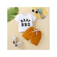 thumbnail image 2 of Seyurigaoka 2 Pcs Toddler Boy’s Summer T-shirt and Shorts Set Fashion Letter Short Sleeve Tops + Soild Color Tie-up Short Pants, 2 of 9