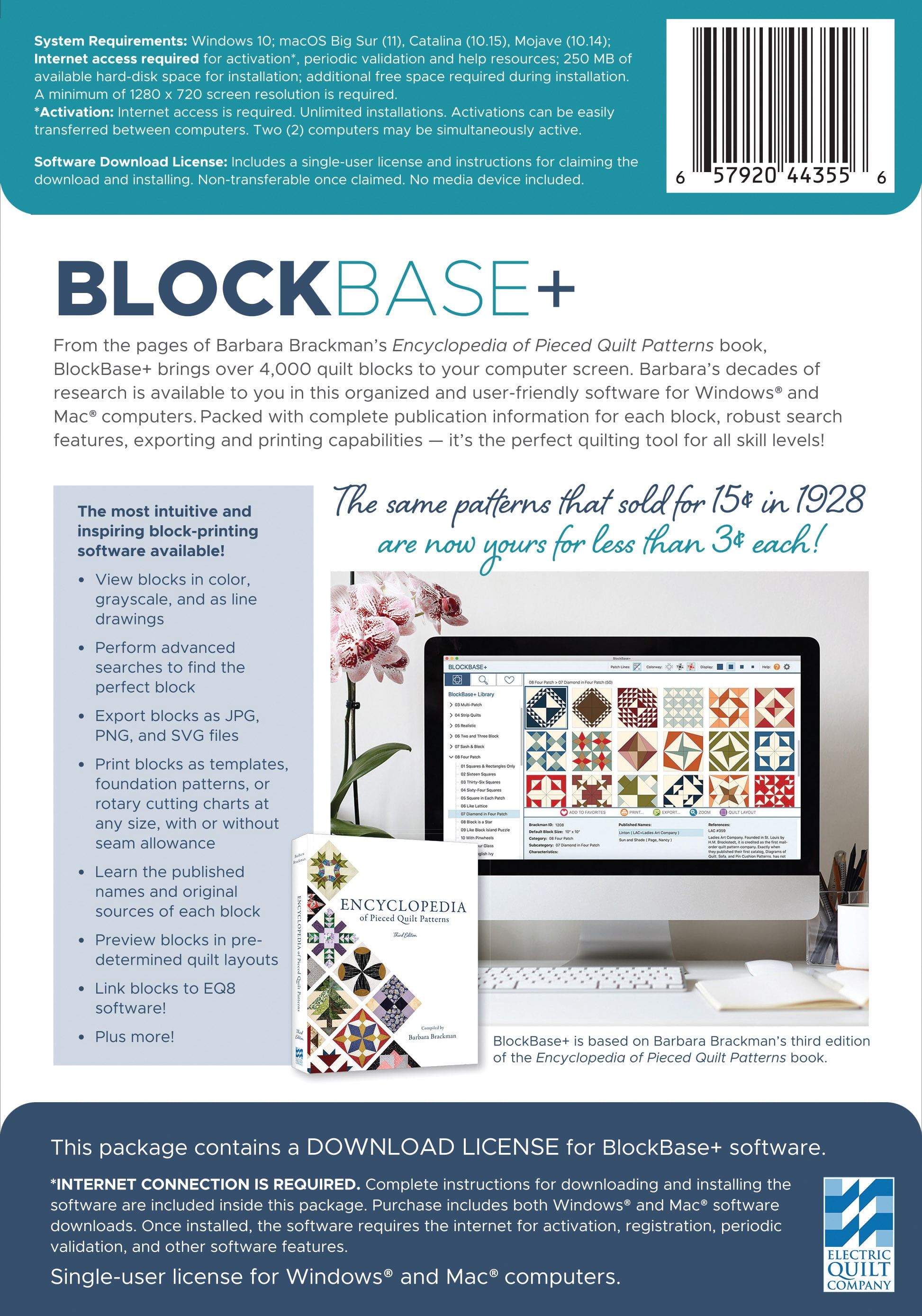 Electric Quilt Blockbase+ Software-For Mac And Windows