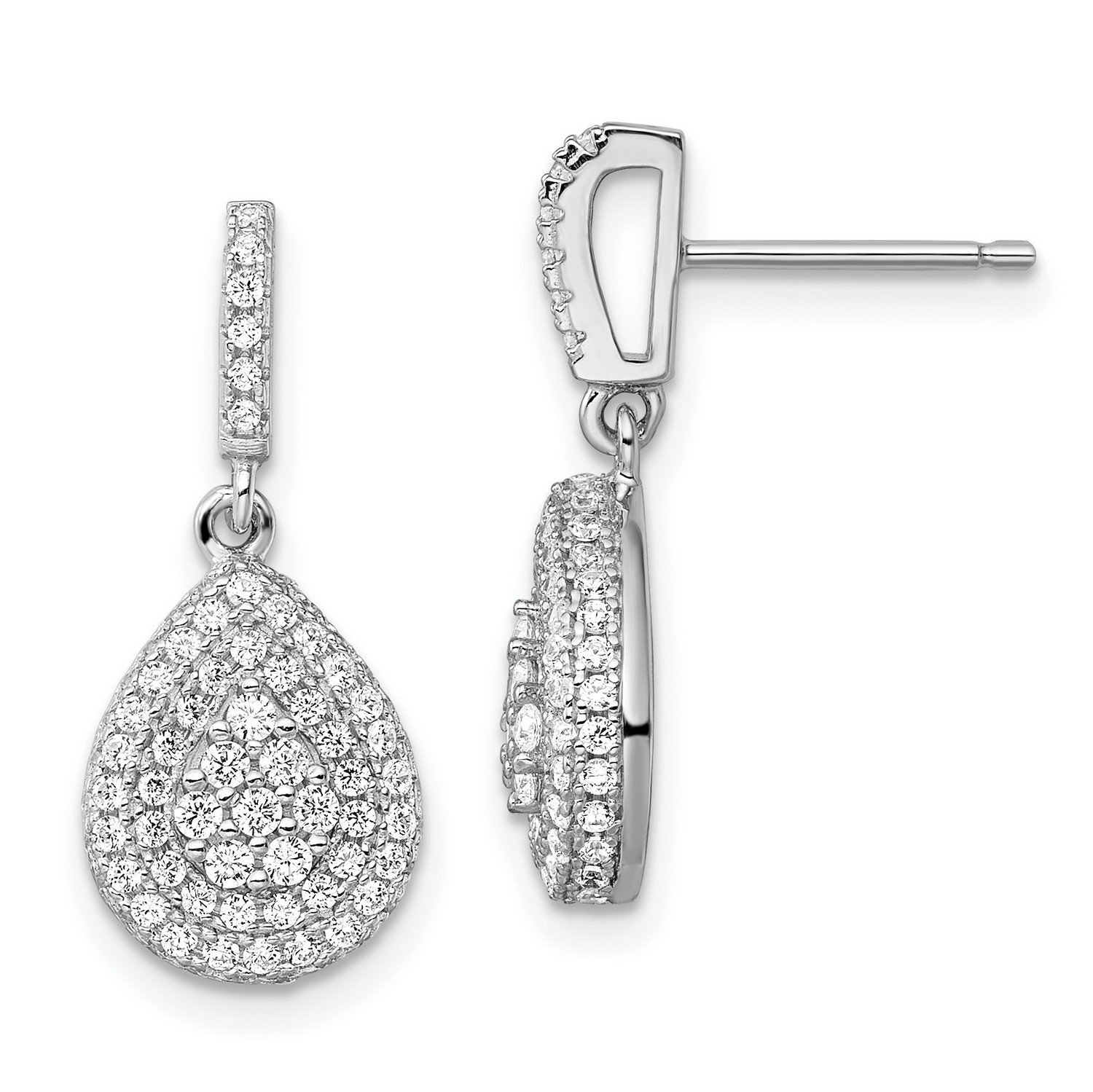 28.5 x 12 MM Details about / Brilliant Embers Sterling Silver and CZ Dangle Post Stud Earrings