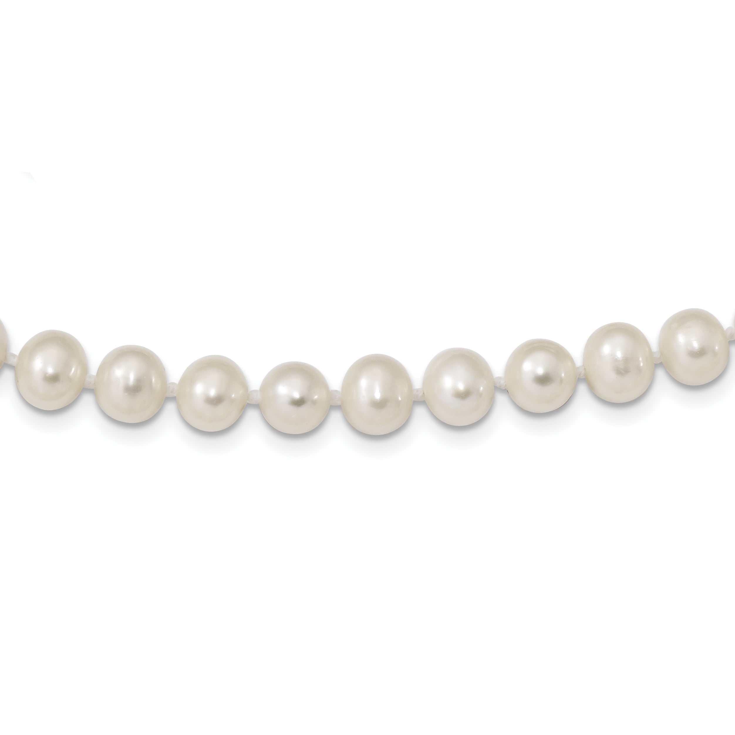 JewelryWeb 925 Sterling Silver Polished Spring Ring Rhodium-Plated Cubic Zirconia and Freshwater Cultured Pearl Necklace 15.5 Inch