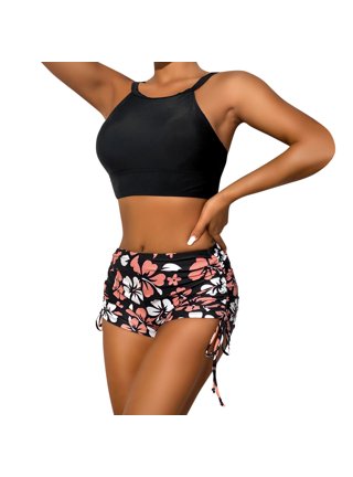Women's Swimming Shorts Bikini Tops for Women Large Bust Support Bathing  Suit Swimsuits Piece Swimsuits Swimwear Push-Up Waist Lace Short With  Bottom Two Women High Swimsuit Swim for Women plus 