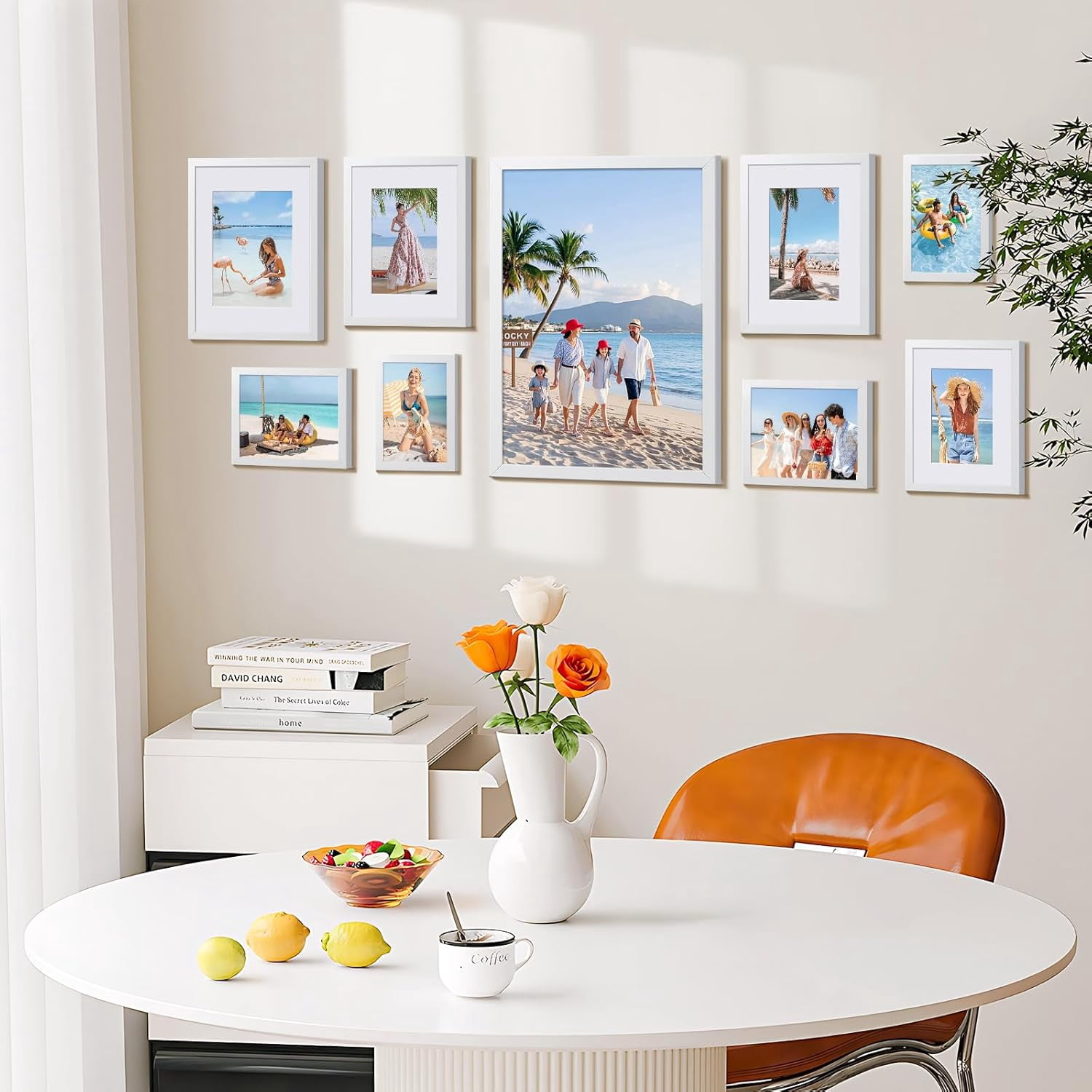 TAVENE 5 Pack White 4x6 Picture Frames, Fits 3.5x5 Photo with Mat or 4x6 Without, Wall & Tabletop Gallery Photo Display