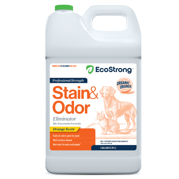 EcoStrong Organic Orange Stain and Odor Eliminator for Cats, Dogs, and Pets: 1 Gallon Jug, Orange