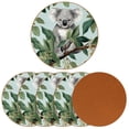 thumbnail image 2 of Koala 6PCS Round Coasters, Microfiber Leather Cup Coasters Set of 6, 11x11 cm/4.3x4.3 in Drink Coasters for Home Decor, 2 of 6