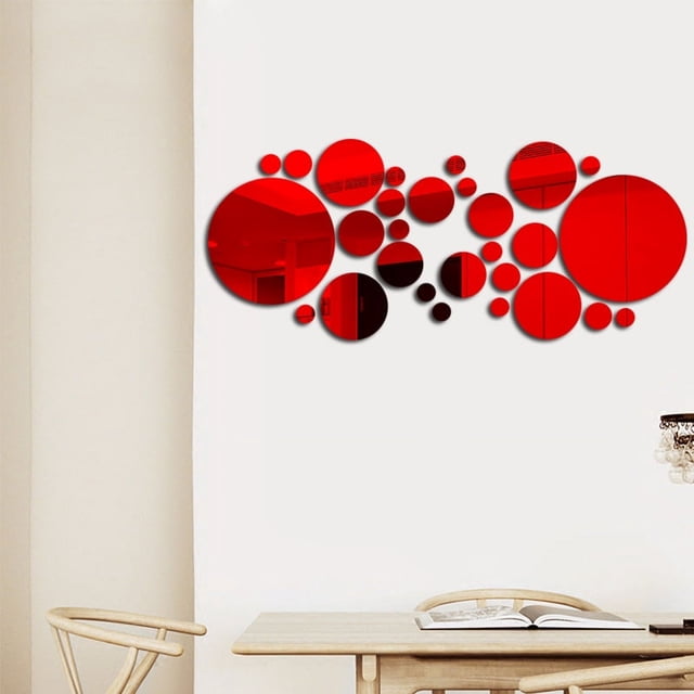 30PCS Mirror Wall Decals Round Circle Wall Stickers Removable Acrylic Decorative Mirror DIY Home Decorations