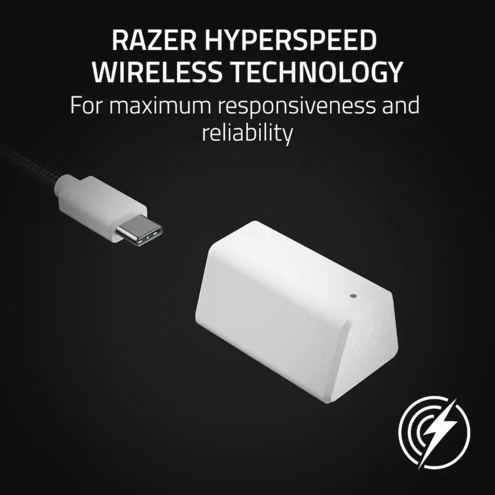 Razer BlackShark V2 HyperSpeed Wireless Gaming Headset - THX Spatial Audio - Bendable Mic - 50mm Drivers - 2.4GHz, Bluetooth or USB - 70 Hr Battery w/USB Type C Charging - White