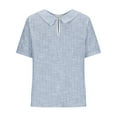 thumbnail image 5 of Ploknplq Elbow Length Tee Shirts for Women,Gradient Shirt,Tunic Tee,Womens Summer Tops Lapel Striped Back Loose Top Casual Shirt T Shirt,3/4 Sleeve Tunic Tops for Women,Top for Women Blue L, 5 of 5