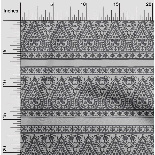 oneOone Polyester Lycra Fabric Stripe|Leaves & Floral Block Print Fabric By The Yard 56 Inch Wide