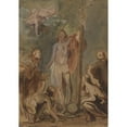 thumbnail image 2 of Jan Boeckhorst 14x18 Gold Ornate Wood Frame and Double Matted Museum Art Print Titled - The Risen Christ Surrounded by Saints (C. 1660), 2 of 4