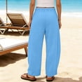 thumbnail image 4 of Guluxicc Women's Cotton Pants with Pockets Loose Drawstring Elastic Waist Wide Leg Trousers for Everyday Summer Fall, 4 of 7