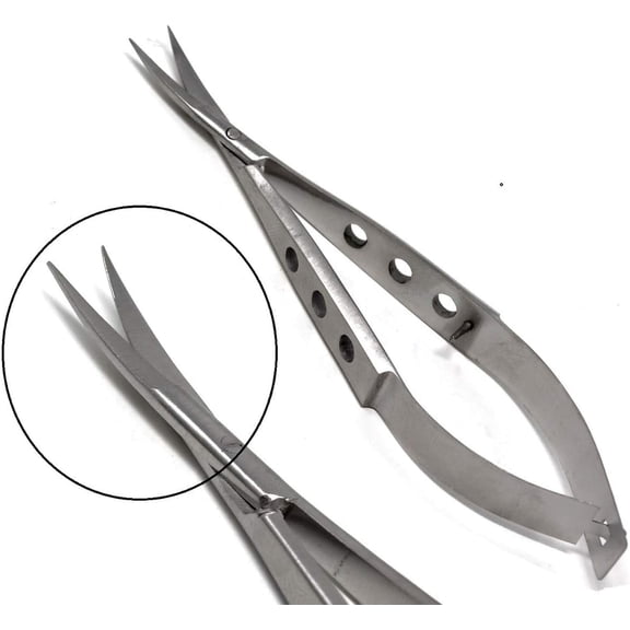 A2ZSCILAB - Micro Beading Scissors Curved Made Stainless Steel Length 4.5" Squeeze Cutter, Fenestrated Flat Handle