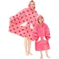 thumbnail image 5 of Wearable Blanket Hoodie, Oversized Sherpa Fleece Sweatshirt Blanket with Giant Hood Pocket and Sleeves for Adult, Warm & Cozy Blanket Gifts for Women, Pink Love, 5 of 5