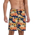 thumbnail image 2 of Kdxio fall Pumpkin Daisy Print Mens Sleep Shorts Bottoms Soft Comfy Pajama Wear Pants with Drawstring Pockets, 2 of 5