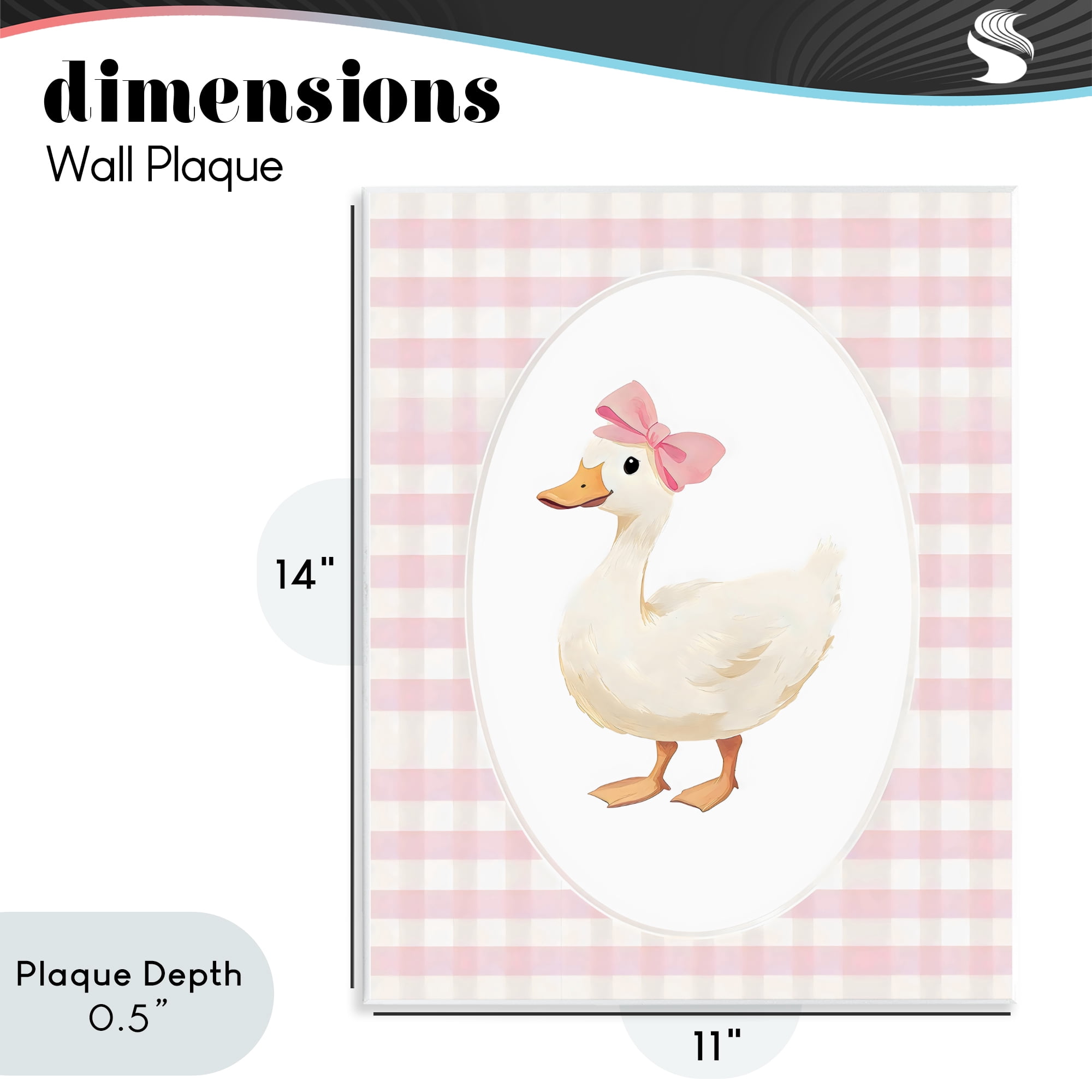 Stupell Industries Pink Gingham Duckling Wall Plaque Art, design by Arlington Prints