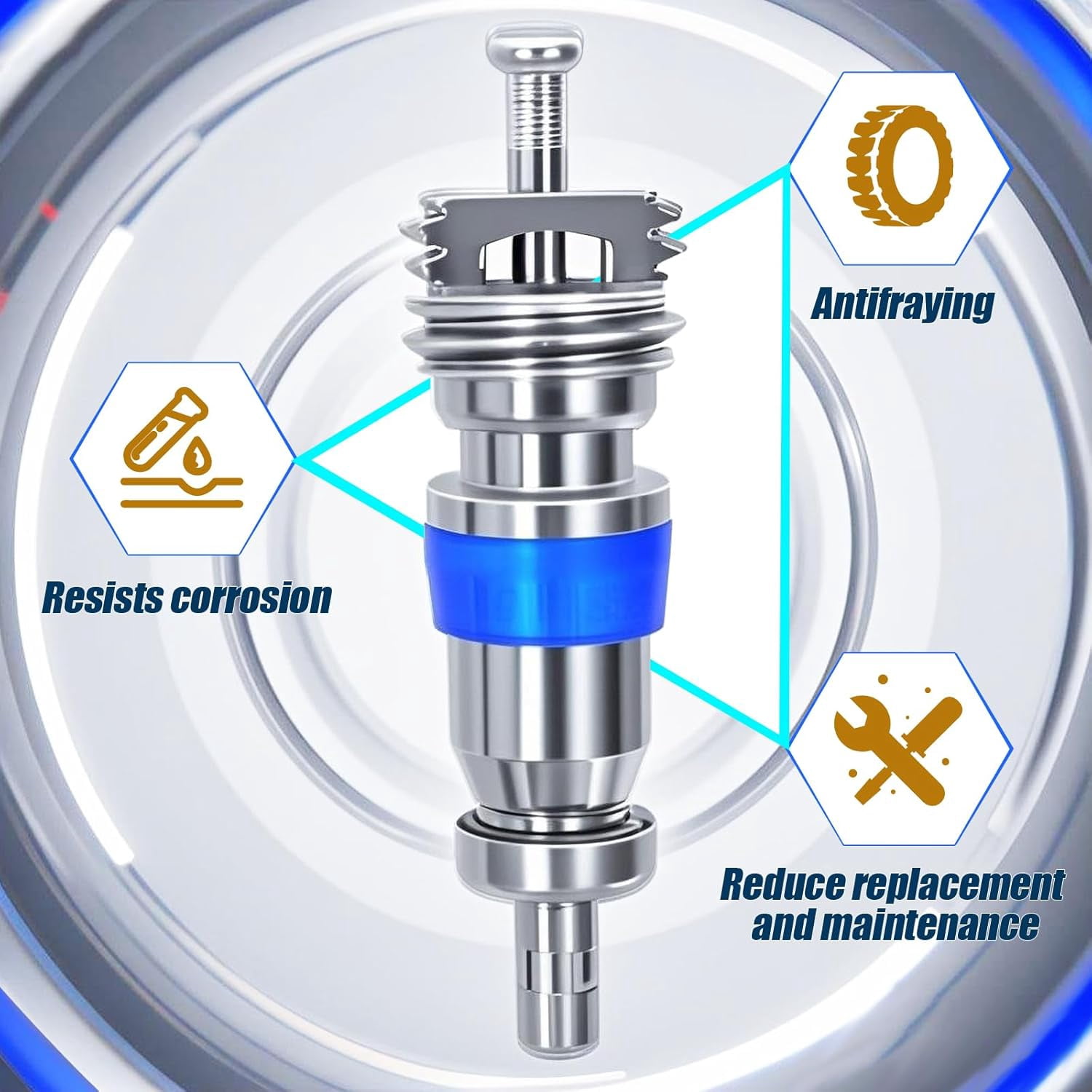 HVAC Schrader Valve Core for R32 R410A R22 Refrigerant, High Pressure AC Valve with Teflon Seal, Replacement Part for Air Conditioning and Refrigeration Systems (Pack of 50)