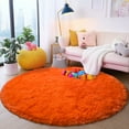 thumbnail image 3 of ZENELESS Shaggy Circular Rug,6x6ft Orange Ultra-Soft Plush Modern Round Fluffy Carpet,Soft Area Rugs for Living Room,Nursery Room,Bedroom, 3 of 8