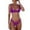 Purple, variant on Women's Solid Scoop Neck Push Up Padded Brazilian Thong Bikini Swimsuit Bathing Suit
