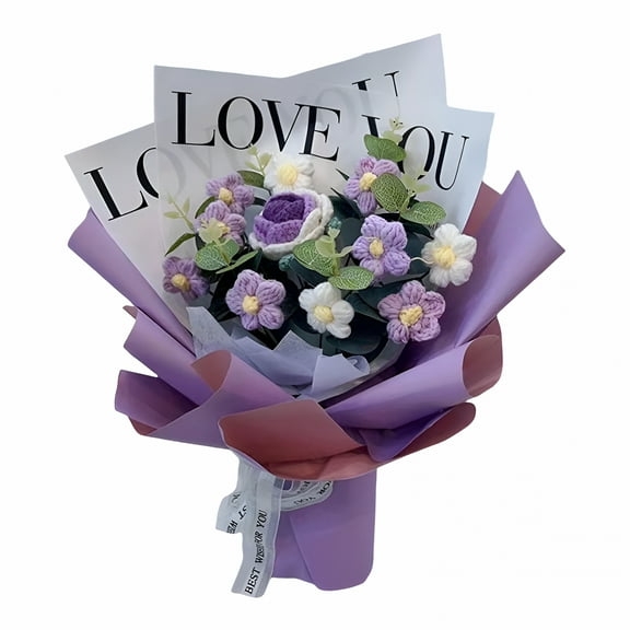 ZULAR Crochet Flower Bouquet Decoration Centerpieces Artificial Flower for Anniversary