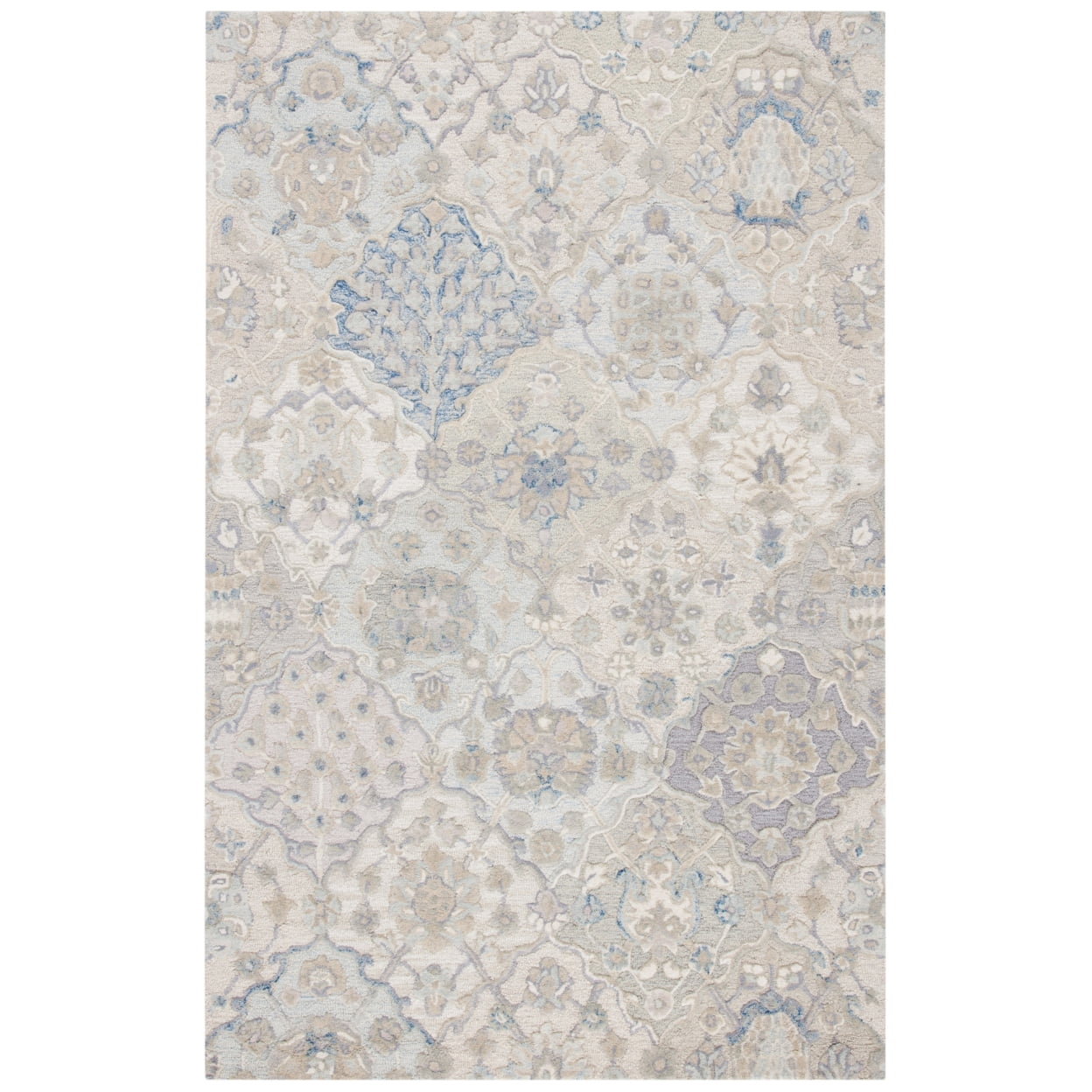 SAFAVIEH Glamour Charmaine Floral Wool Area Rug, Grey/Blue, 3' x 5'