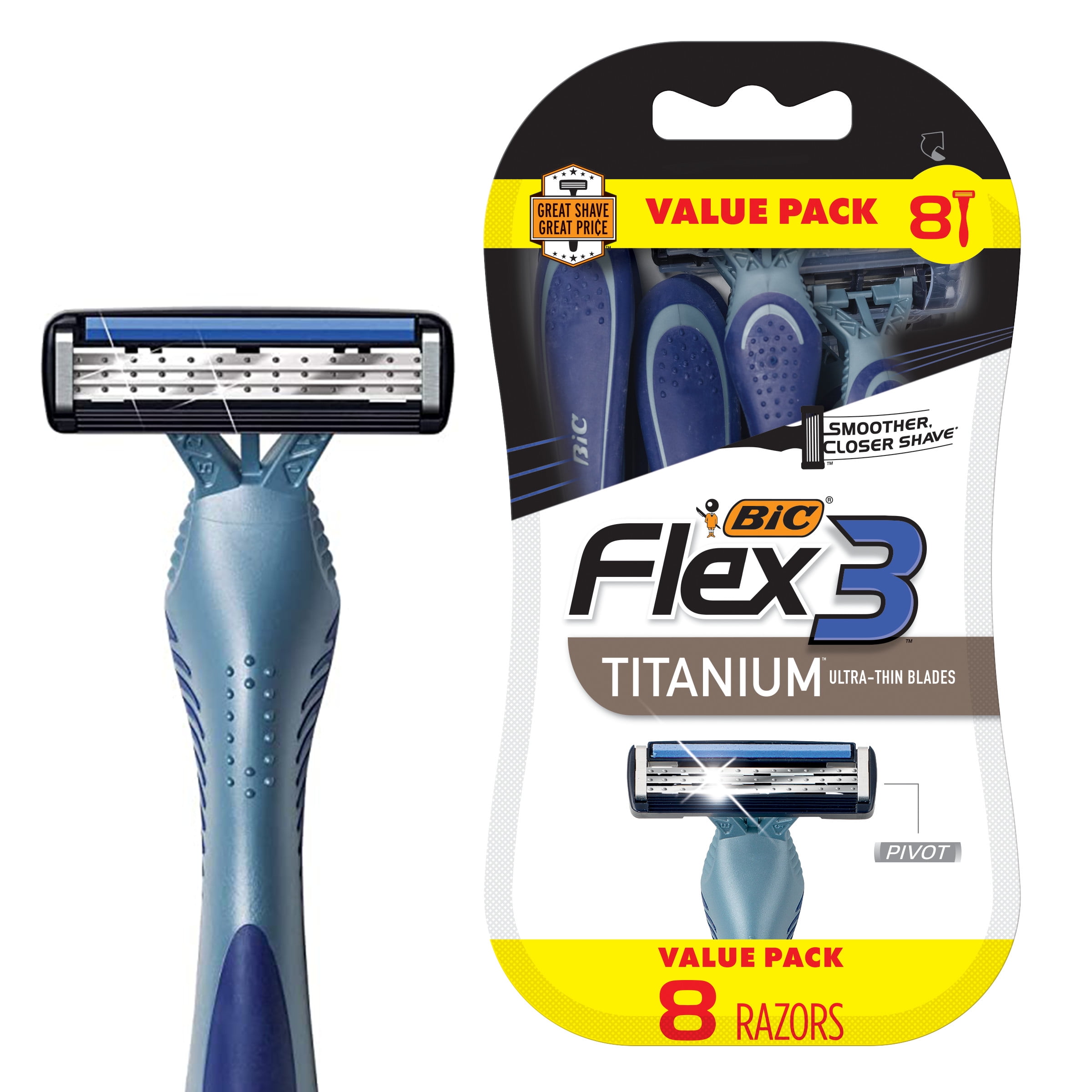 BIC Flex 3 Men’s Disposable Razors With 3 Blades 8Pack Razors for Men