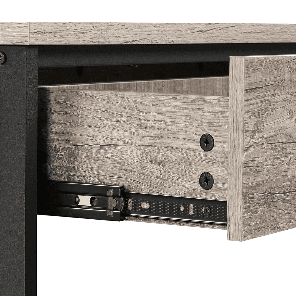 Renwick Vintage Wooden Console Table with 1 Drawer and 2 Open Shelves for Livingroom, Gray