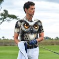 thumbnail image 3 of Yiaed Whimsical Owl On BranchPrint Men's Short Sleeve Polo Shirt,Golf Polo for Men Three-Button Golf Shirt Athletic Casual Collared T-Shirt- 3X-Large, 3 of 7