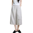 thumbnail image 2 of MLCDZ Womens Cotton Linen Lightweight Cropped Pants Loose Fit Wide Leg Capri Casual Loose Plus Size Elastic Waist Trousers, 2 of 6