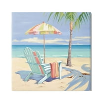 Stupell Industries Pastel Relaxing Beach Landscape Painting Gallery Wrapped Canvas Art Print Wall Art, 17 x 17