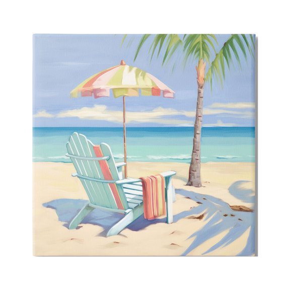 Stupell Industries Pastel Relaxing Beach Landscape Painting Gallery Wrapped Canvas Art Print Wall Art, 17 x 17