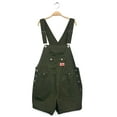 thumbnail image 2 of Revolt Plus Size Women's Juniors Twill or Denim Short Overalls (Olive, 20), 2 of 4