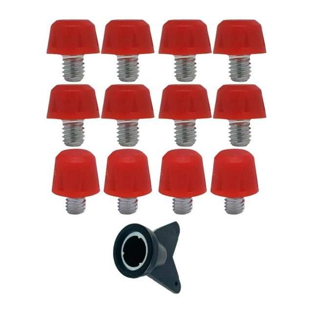 QualitChoice 12x Pointes de Chaussures de Football Portables à Visser avec Clé pour Espadrilles Athlétiques Rouge