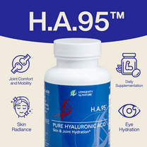 Longevity by Nature H.A.95 Hyaluronic Acid Supplements, Natural Rooster Comb, 60 Capsules