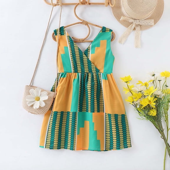 Girls Easter Dress Bowknot Design Dress Ruffle Short Sleeve Cute Summer Dresses for Teens Casual Spring Dress (Green,6-7 Years)