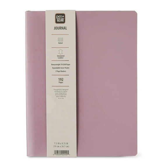 Pen+Gear Simulated Leather Journal, Lavender, 7.5" x 9.75", 192 Ruled Pages