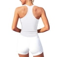 thumbnail image 4 of Duoif Womens Tank Tops Ribbed Racerback Workout Tank, Built-In Bra Athletic Top Womens Shirts White L, 4 of 6
