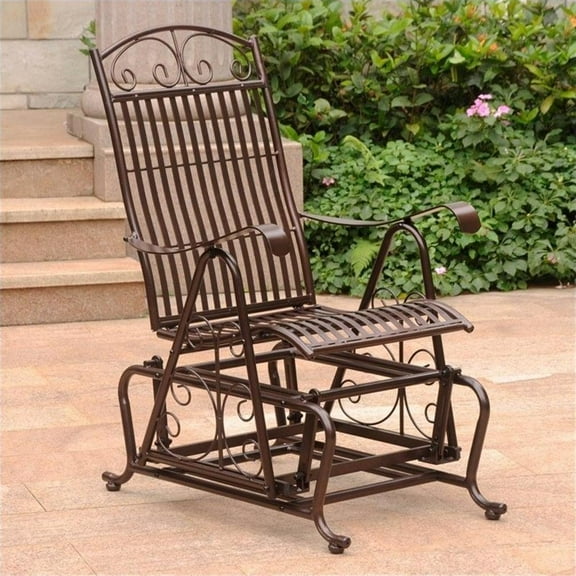 Pemberly Row Single Iron Patio Glider in Bronze