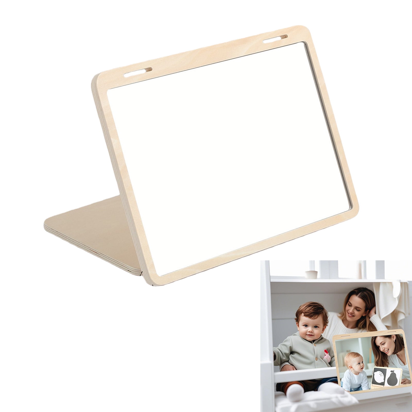Wooden Infant Perceptual Development Toy Pliable Glass With Constructed In Card Storage For Visual Cognitive Learning