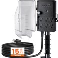 thumbnail image 1 of SURAIELEC Outdoor Power Stake, Dusk to Dawn Light Timer, 15FT Extension Cord Multiple Outlet; 6 Electrical Outlet Power Strip Weatherproof,, 1 of 7