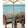 thumbnail image 3 of Hokiten Outdoor Tablecloths with Umbrella Hole & Zipper, Oil Painting 54x54 Inch Square Tablecloths, Modern Abstract Art Summer Tree Leaves Green Pink Waterproof Table Cloth, Patio/Pool Table Covers, 3 of 7