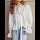 thumbnail image 4 of Blusa con Lazo Delantero para Mujer, Blusa Peplum, Blusa de Larga para Salir, Blusa de Vacaciones de Verano. XXL, 4 of 7