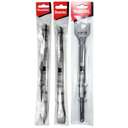 Makita 3 Piece - SDS-Plus Chisel & Bull Point Bit Set For Rotary Hammers - Aggressive Demolition For Concrete & Tile - Carbide Tipped Bits