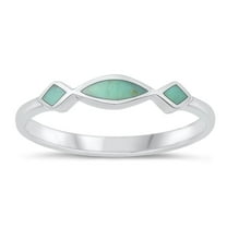 CHOOSE YOUR COLOR Simulated Turquoise Wholesale Ring .925 Sterling Silver Chic Band Blue CZ Female Size 9