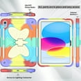 thumbnail image 6 of Compatible with iPad 10th Gen 10.9" 2022, Case for Kids Boy Girl Gift, Cute Butterfly Wings Kickstand Shockproof Silicone Heavy Duty Rugged Cover with Shoulder Strap for iPad 10th Gen - Colorful/Red, 6 of 6