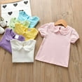 thumbnail image 6 of Kids Baby Girl Long Sleeve Collar Shirt Toddler White Blouse Puff Short Sleeve T-Shirt Solid Color Basic Top Bottom, 6 Months-6Y, 6 of 7