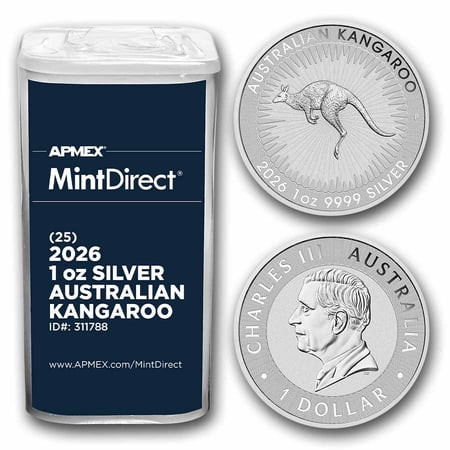 2026 Australia 1 oz Silver Kangaroo (25-Coin MintDirect® Tube)